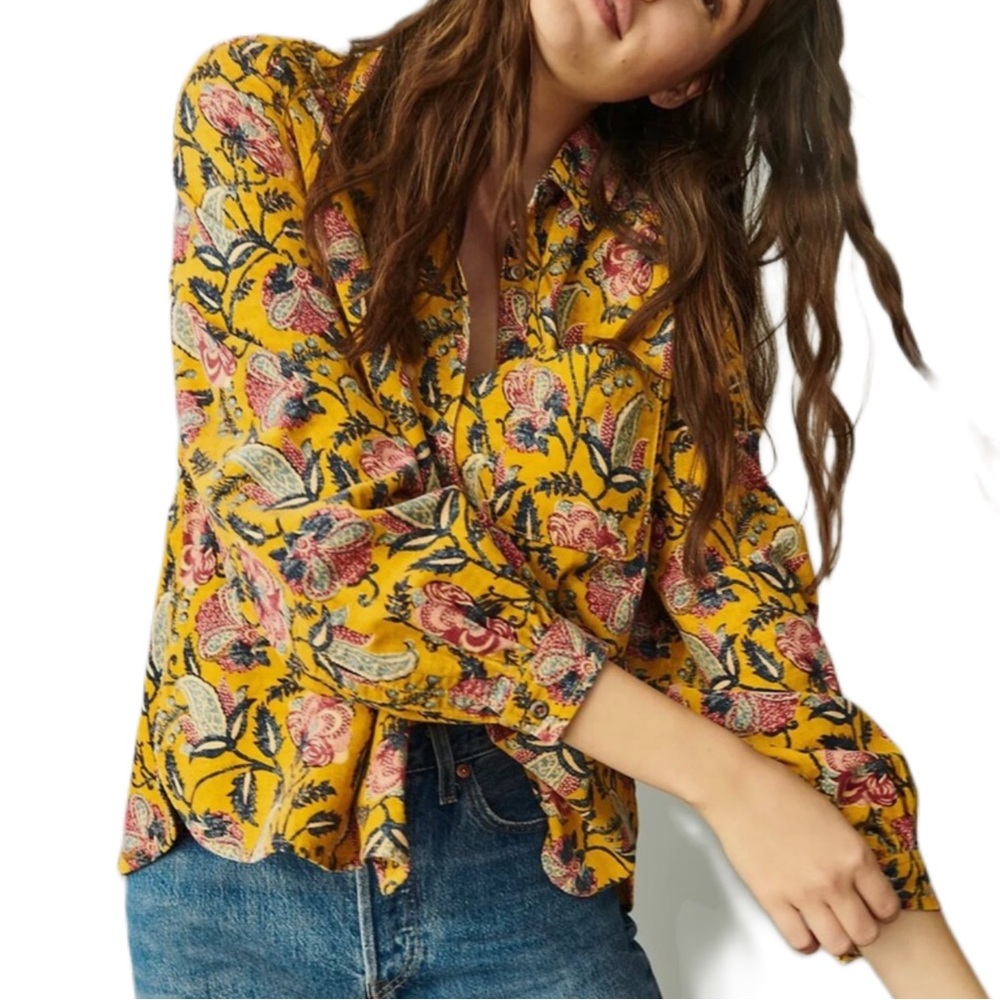 Pilcro by Anthropologie Sigourney Cotton Corduroy Button down Shirt